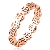 ins fashion women finger rings female gold color stainless steel chinese coin ring high quality lucky jewelry anillos mujer