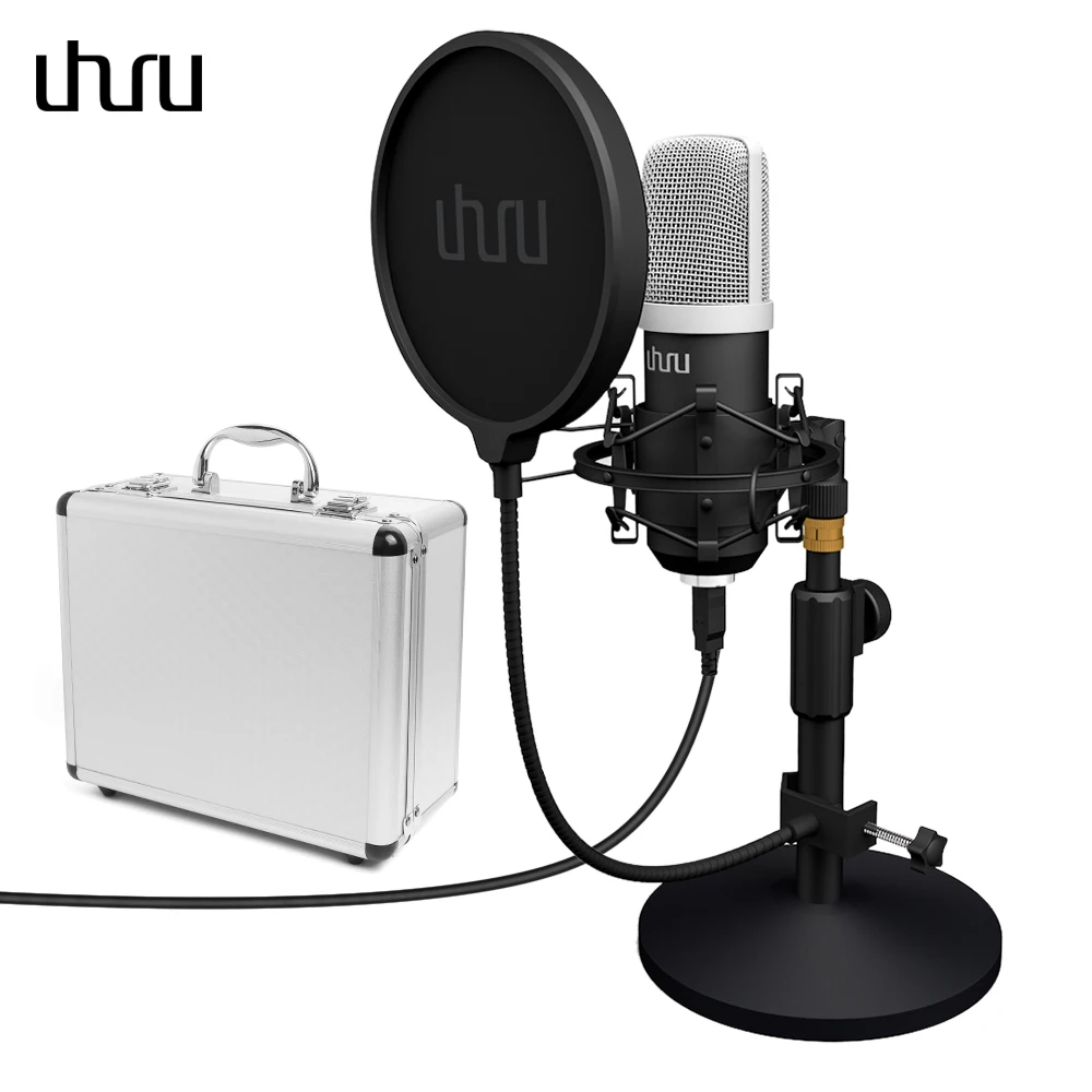 UHURU USB Microphone Kit 192KHZ/24BIT with Aluminum Case PC Condenser Podcast Microfono Streaming Mic Plug&ampPlay for YouTube Game |