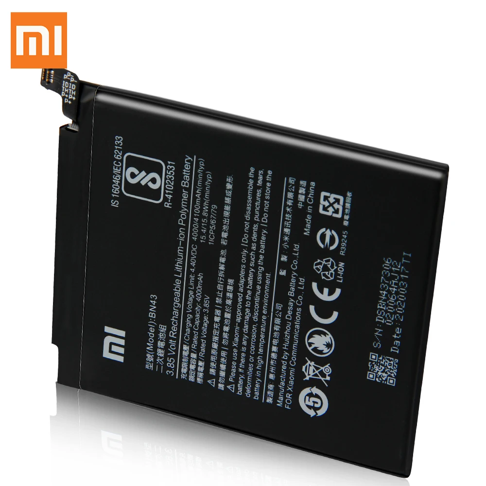 Оригинальный запасной аккумулятор для Xiaomi Redmi Note 4X Note4X стандартная версия Redrice BN43