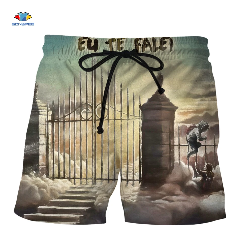 

SONSPEE Summer Mens Funny Stree Graffiti Art Men 3d Print Party Board Shorts New Swimming Shorts Party Fashion Casual Shorts