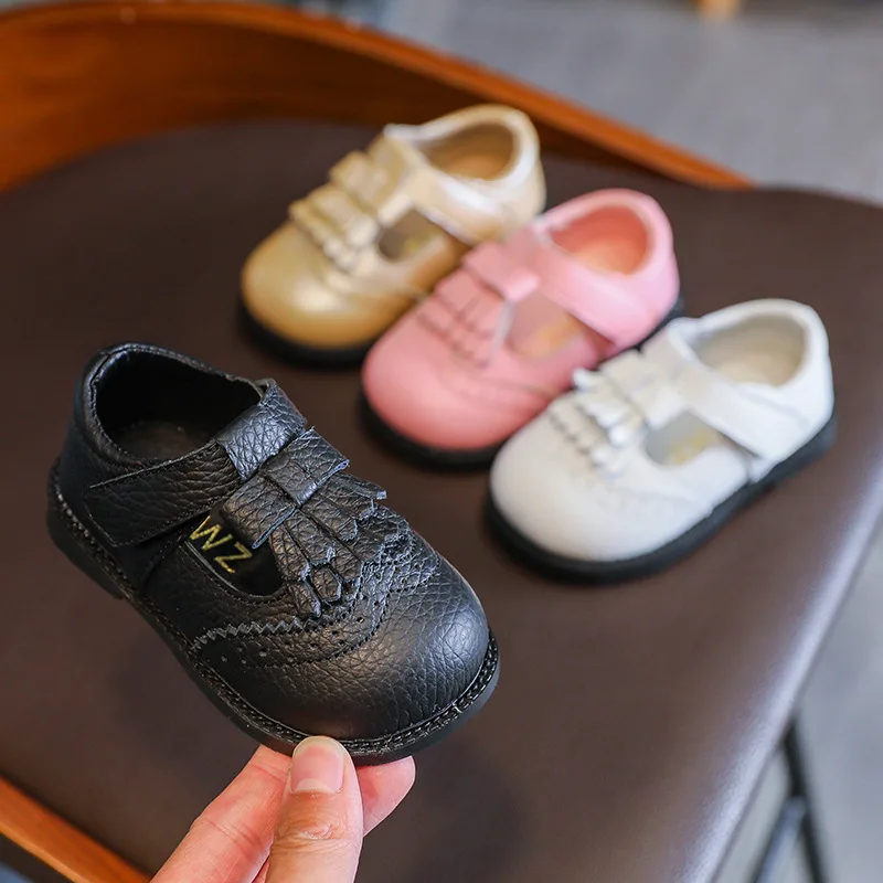 

Autumn Baby Girl Shoes Fashion Solid Color Tassel Toddler Shoes Kids Princess Shoes First Walkers Black SOH015