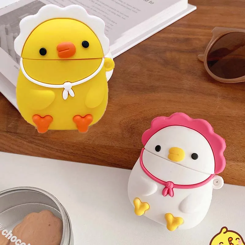 

Sit Chicken Chick Cartoon Case For airpods 1 2 Wireless ear airpod Carabiner Soft Silicone air pod Cover