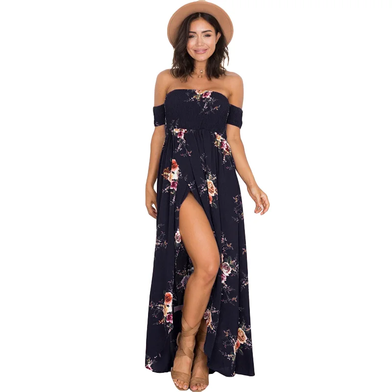 Летнее платье 2020 Boho пол Длина длинное для женщин с открытыми плечами сексуальное