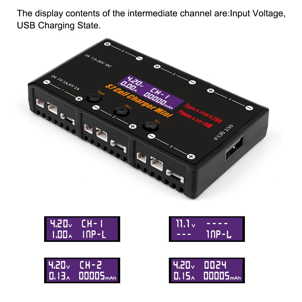 Зарядное устройство для аккумуляторов HTRC X6 LiHV 6 26 в пост. Тока каналов Micro MX MCPX JST