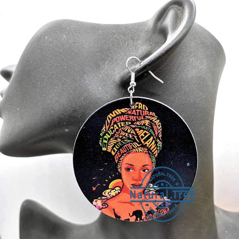 Образованные деревянные серьги черной королевы|Серьги-кольца| |