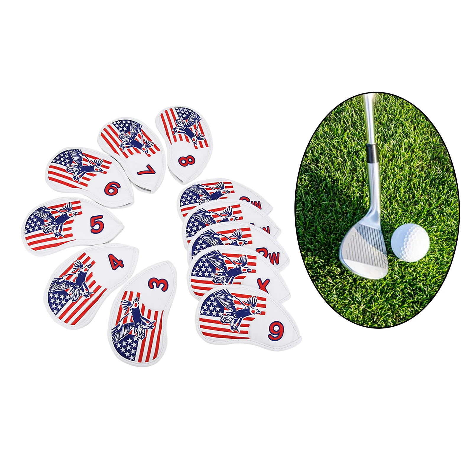

11 Pieces Golf Iron Head Covers Unisex Number Printing Headcovers Non-Slip