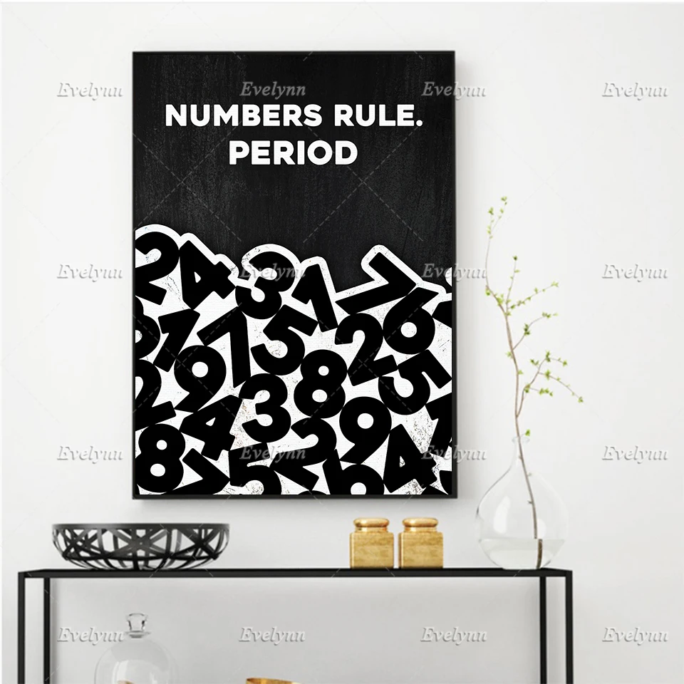 

Modern Modular Pictures Motivational/Inspirational Canvas Poster-"Numbers Rule. Period" Quote Success Wall Art Office/Home Decor