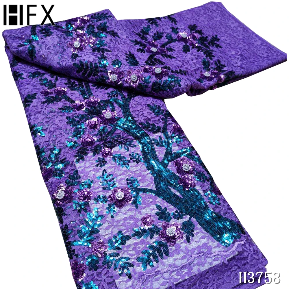 HFX высокое качество 2020 нигерийская кружевная ткань красные пайетки Африканская