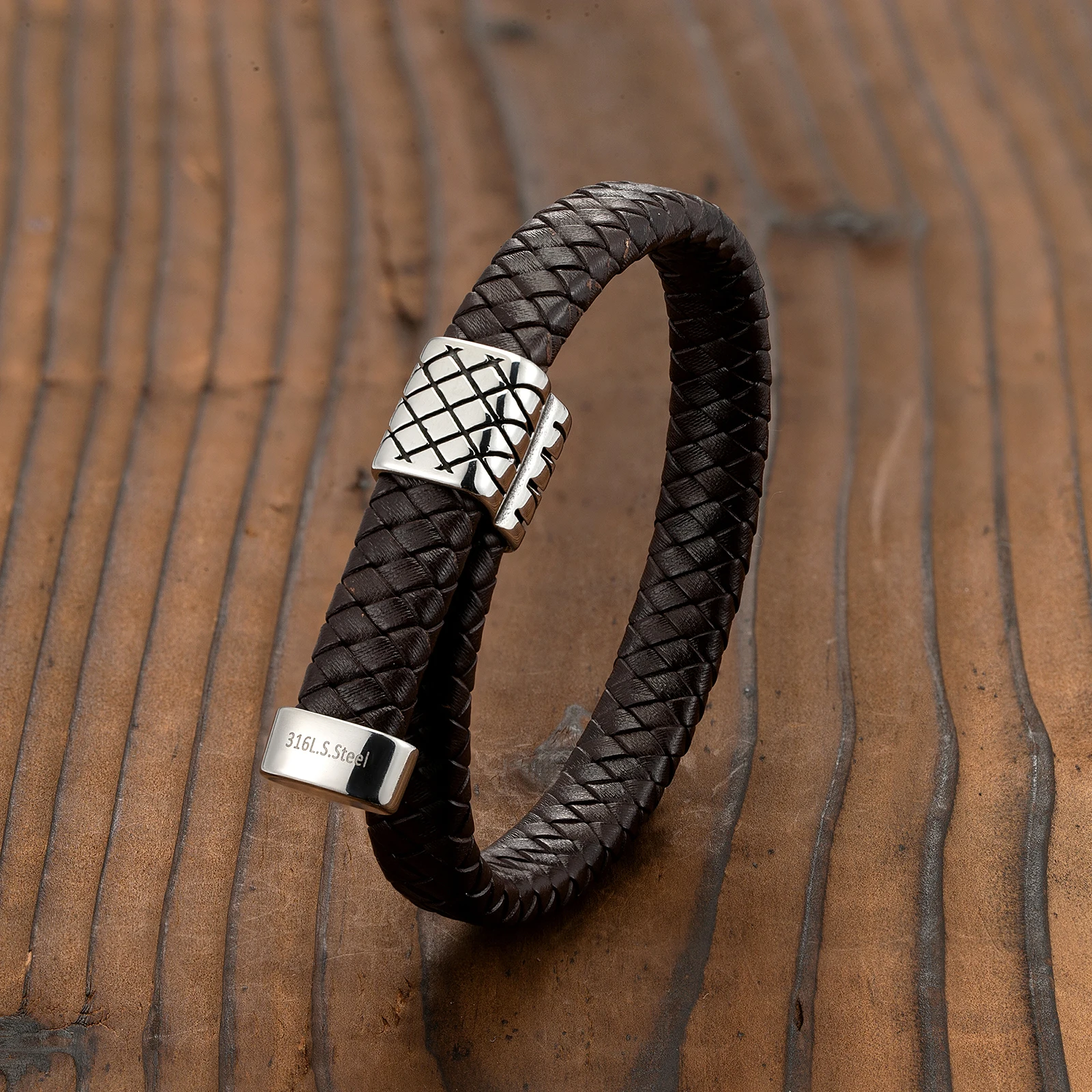 Крутой мужской кожаный браслет с головой орла простой тканый из нержавеющей