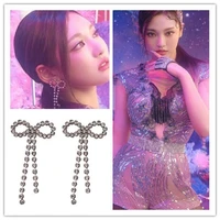 kpop aespa black mamba ningning ning yizhuo the same diamond bow earrings personality new korea group