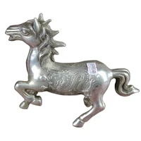 china old feng shui ornaments white copper silver plating dragon and phoenix pattern horse