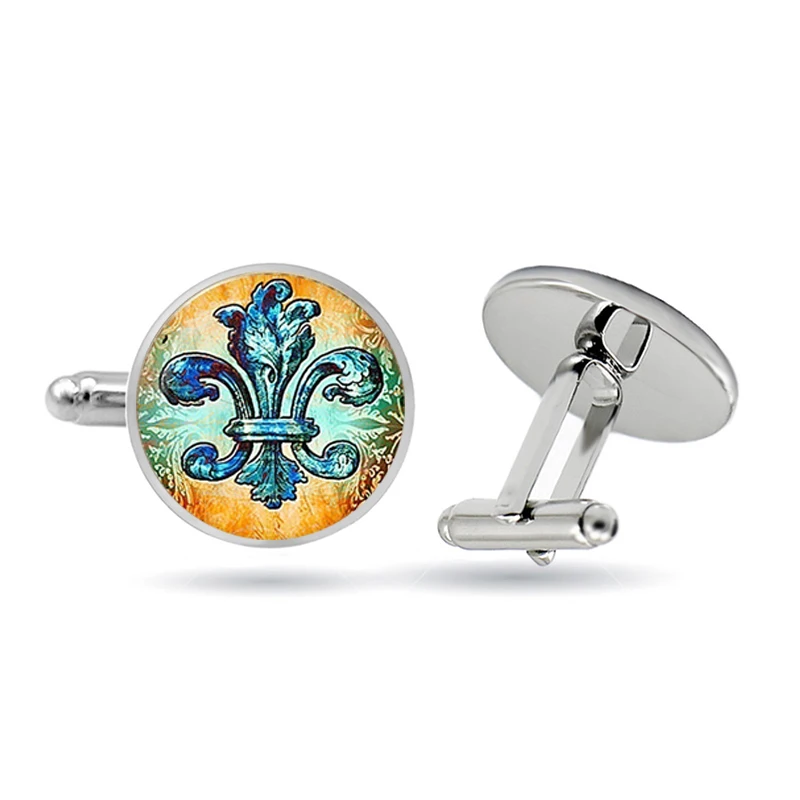 Художественные стеклянные запонки в виде цветка лилии винтажные кабошон