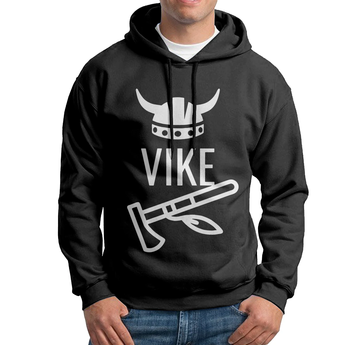 

Vike! Viking Axe Hoodies Men Funny Hoodie Shirt Pure Cotton Graphic Sweatshirt