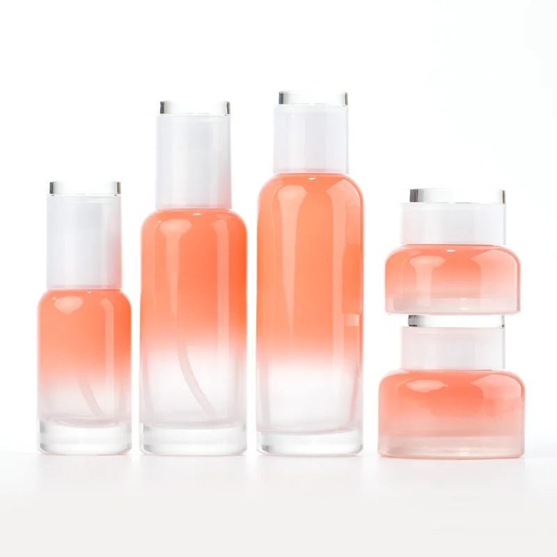 

Pump Bottle 100ml Pink Glass Portable Cream Jars Lotion Refillable Screw Bottle Travel Skin Care Cosmetic Containers Canning Jar