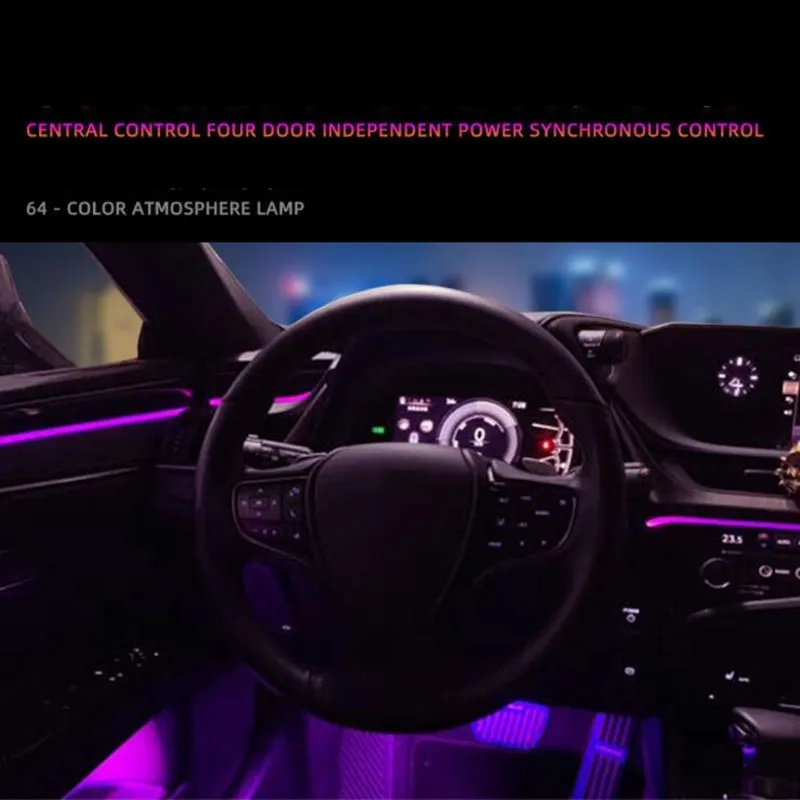6 in 1 3W Super RGB NO Threading Ambient Light APP Control DIY Soft Refit Optic Fiber Band For Car Interior Decorative | Автомобили и