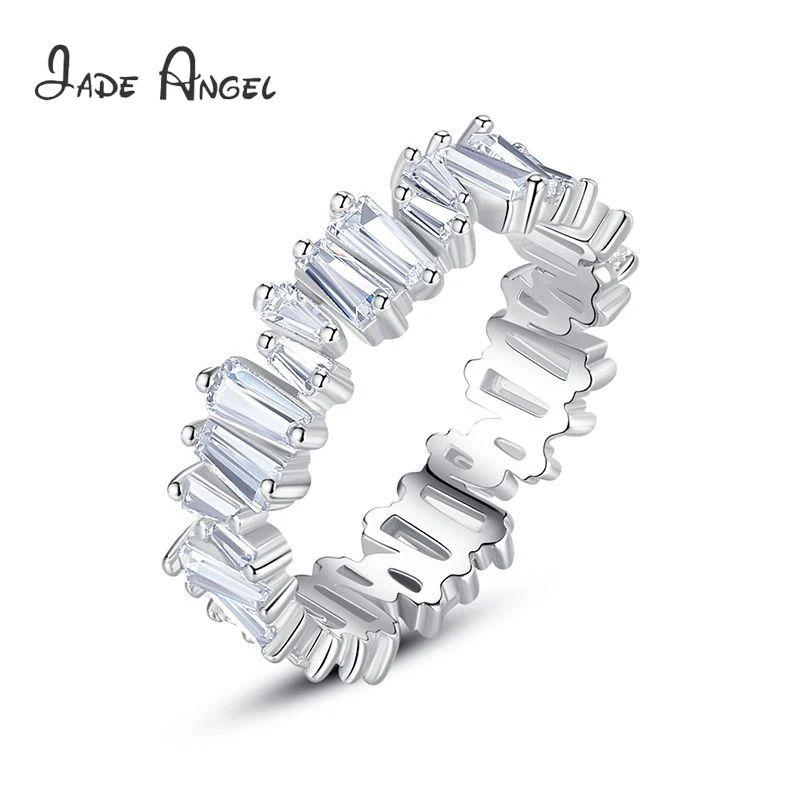 

JADE ANGEL Hot Sale 925 Sterling Silver Ring Sugar Cube Irregular Full Zircon Diamond Ring Female Fashion Senior Ring
