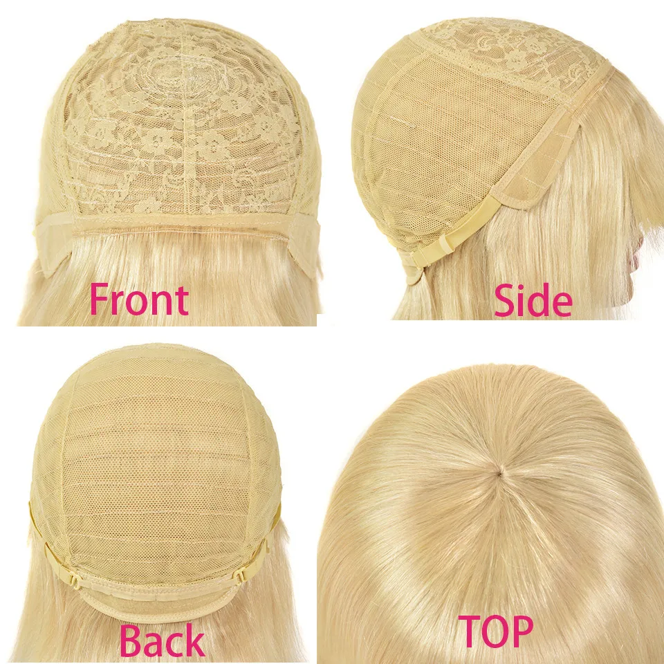 Blonde Silk Straight Ombre Human Hair Wigs With Bang For Women Brazilian Full Fringe Wig Machine Made Remy | Шиньоны и парики