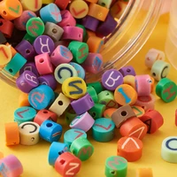300pcsbox 6mm handmade polymer clay beads mixed color flat round capital letter loose beads for jewelry making