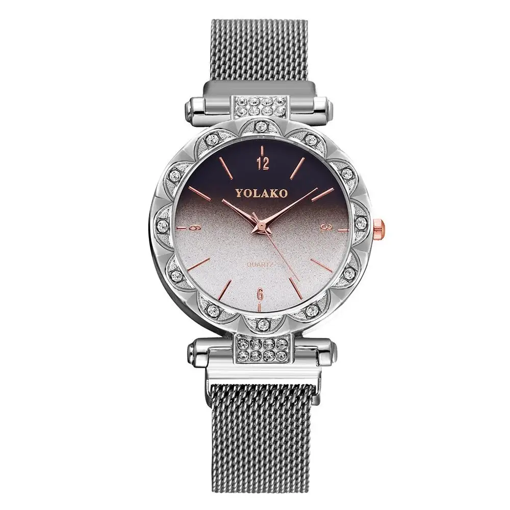 

YOLAKO Quartz Stainless Steel Band Women Ladies Watches Magnet Buckle Gradient Color female Watch Clock Gift relogio feminino Q2