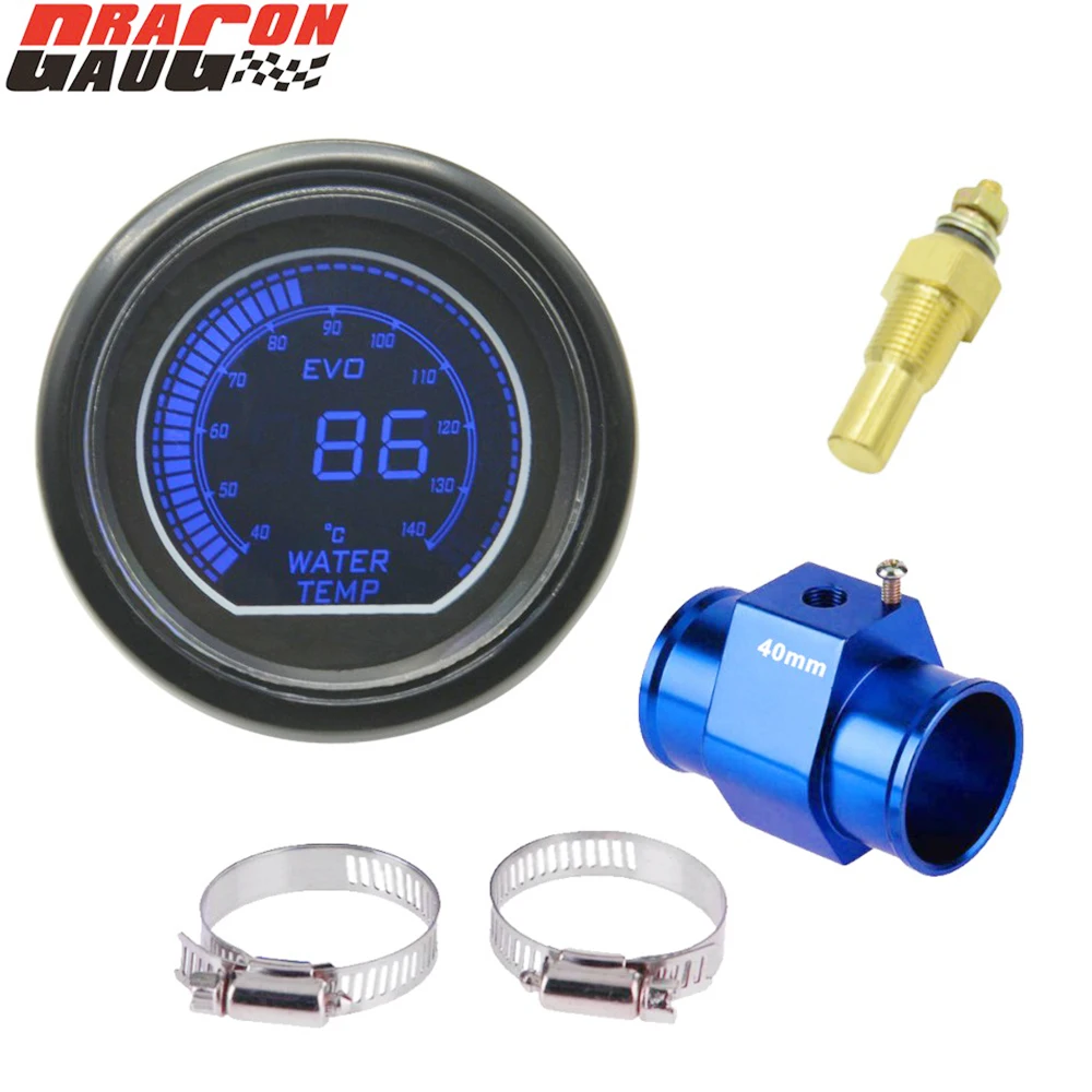 

Dragon Gauge 52 мм солнцезащитные очки, поверхность, черный корпус, цифровой дисплей, ЖК-дисплей, датчик температуры воды в автомобиле, Celsiu, измерит...