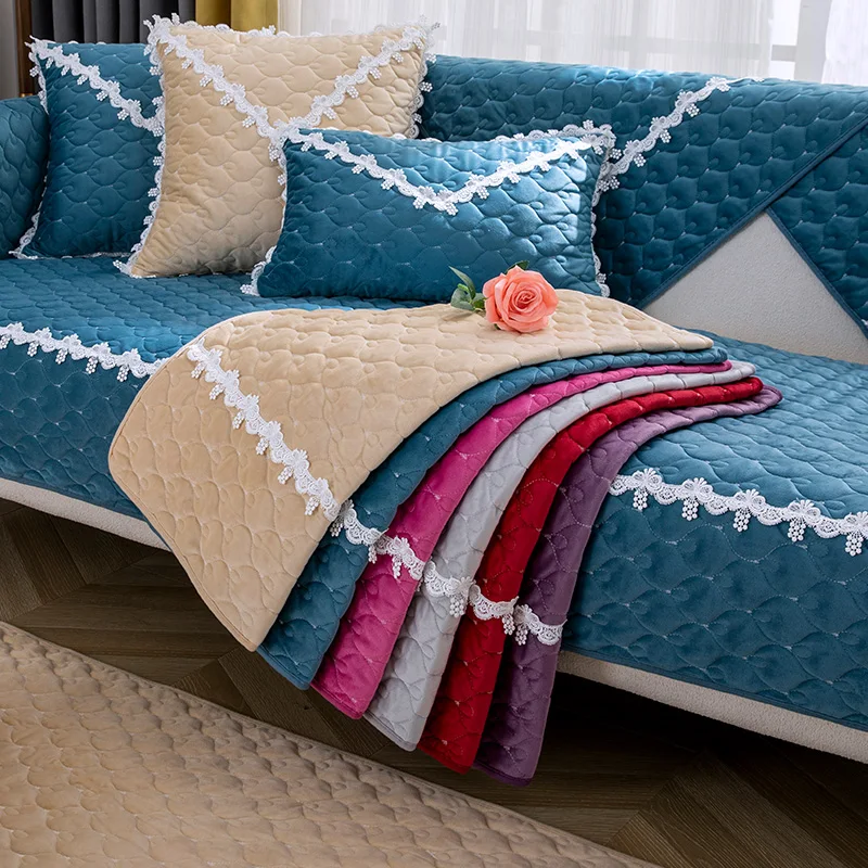 

Pure color Dutch velvet sofa cushion thickened modern minimalist non-slip cushion full cover sofa cover custom backrest towel
