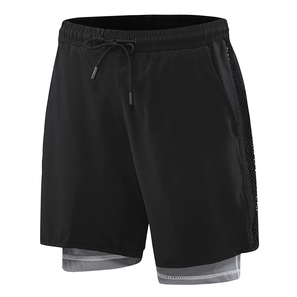 Мужские летние шорты для бега мужские спортивные 2 в 1 фитнеса тренировок