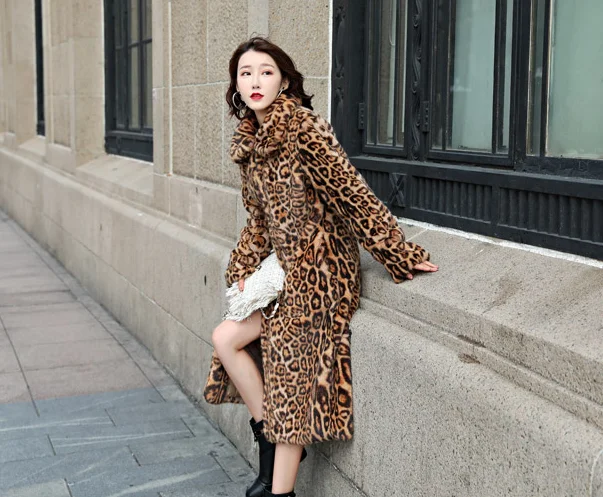 Зимнее женское пальто из искусственного меха с длинными рукавами Толстая теплая