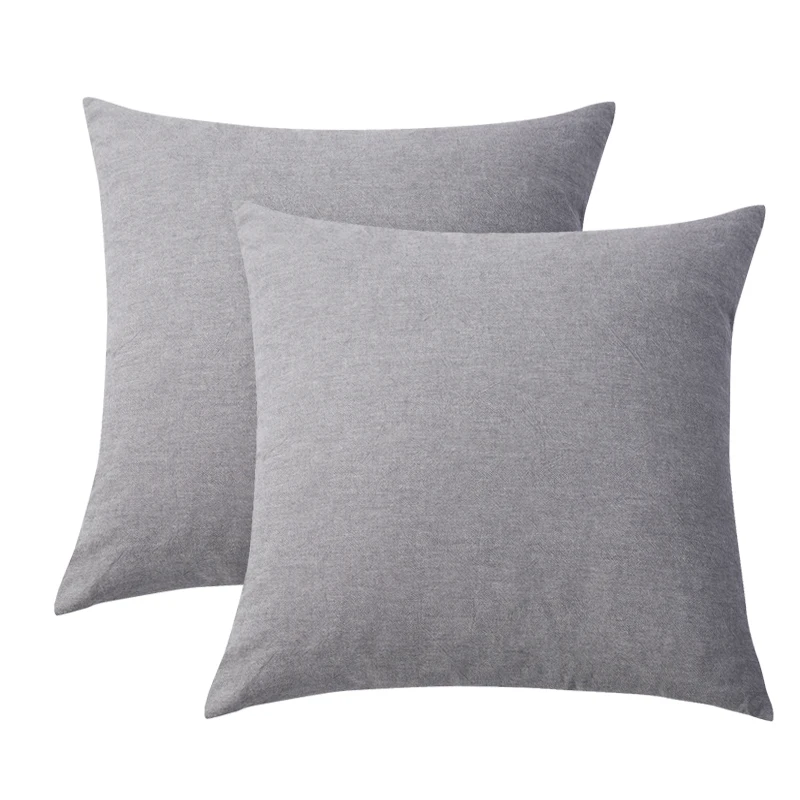 Dark Grey PHF Cotton Back Cushion Pillow Cover 45*45 cm Yarn Dye Pad For Solid Two-Pack Solid Russet Red Dark Grey Blue Color - Цвет: Dark Grey
