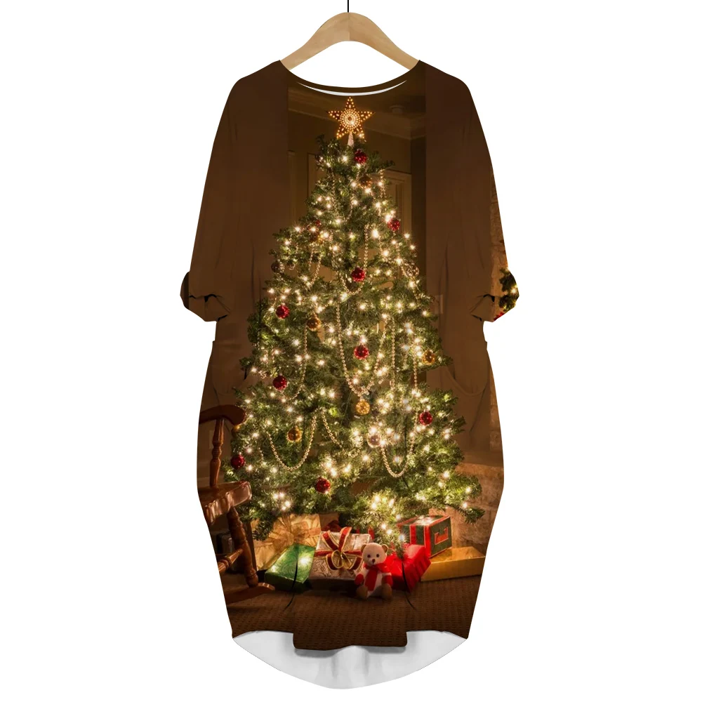 CLOOCL Счастливого Рождества платье 3D печатная Рождественская елка Снеговик