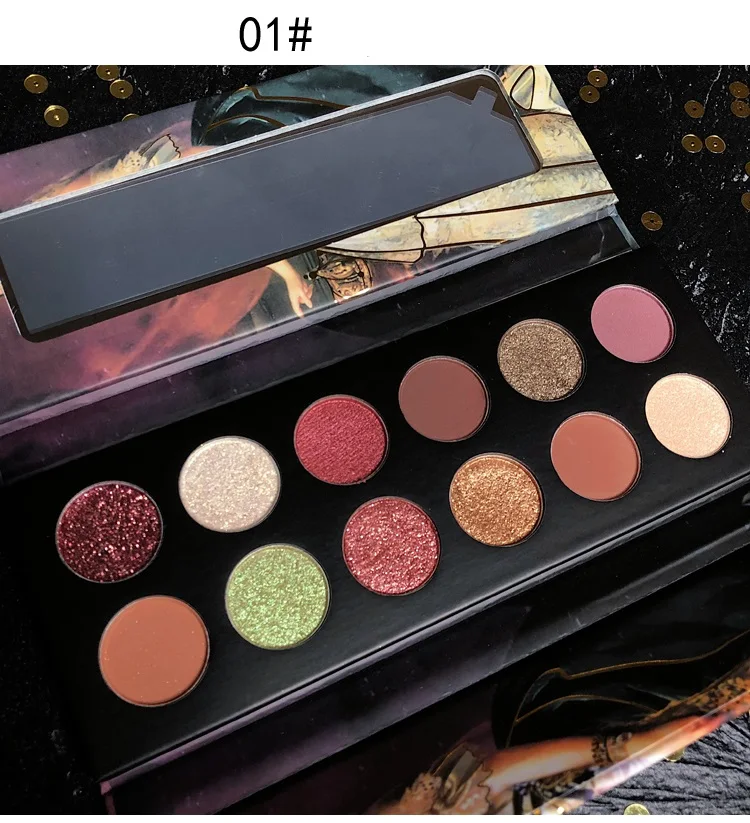 Палитра теней для макияжа палитра с металлическим блеском 12 цветов |