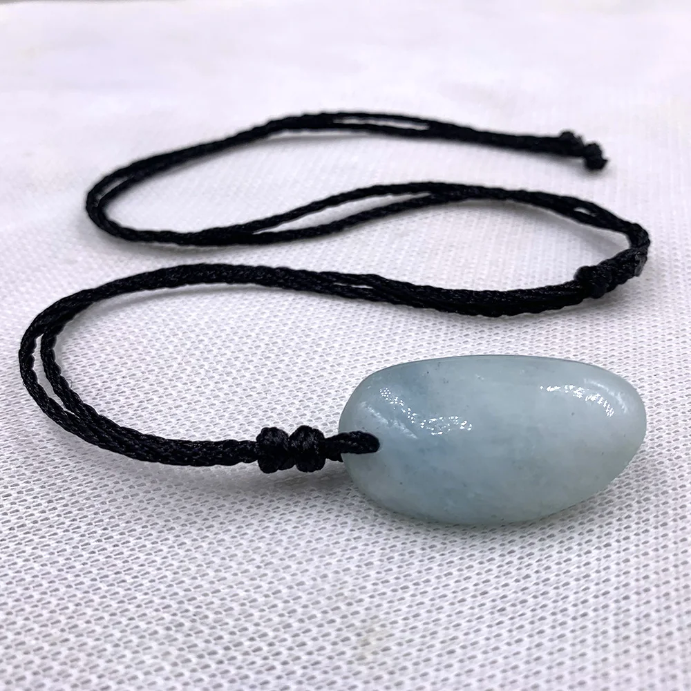 Natural Blue Ice Aquamarine Pendant Quartz stone Crystal Women Men love Raw Material Blue Gemstones Pendant Necklaces