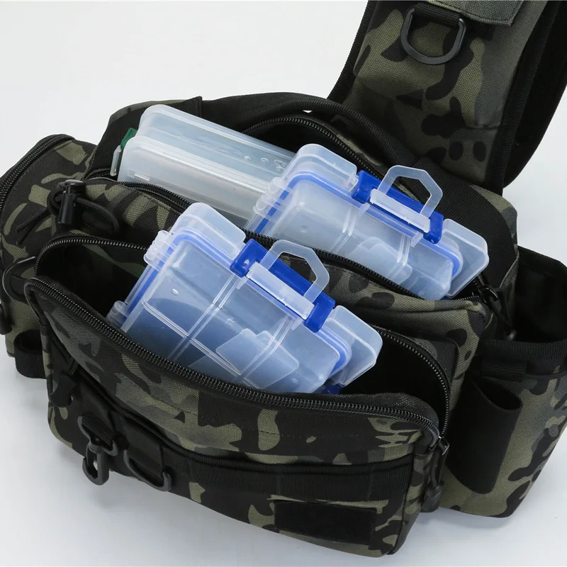 

1pc Multifunction Fishing Tackle Bags Single Shoulder Crossbody Bag Waist Pack Fish Lures Gear Utility Storage Fishing Bag