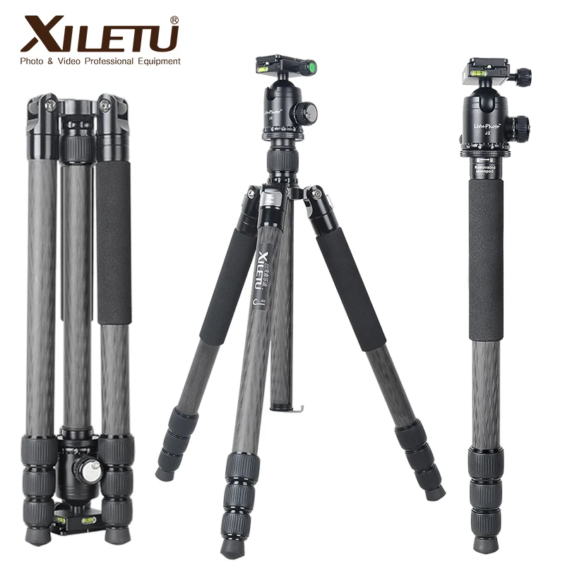 XILETU L334CJ2 Профессиональный штатив тренога из углеволокна монопод стенд с шаровой