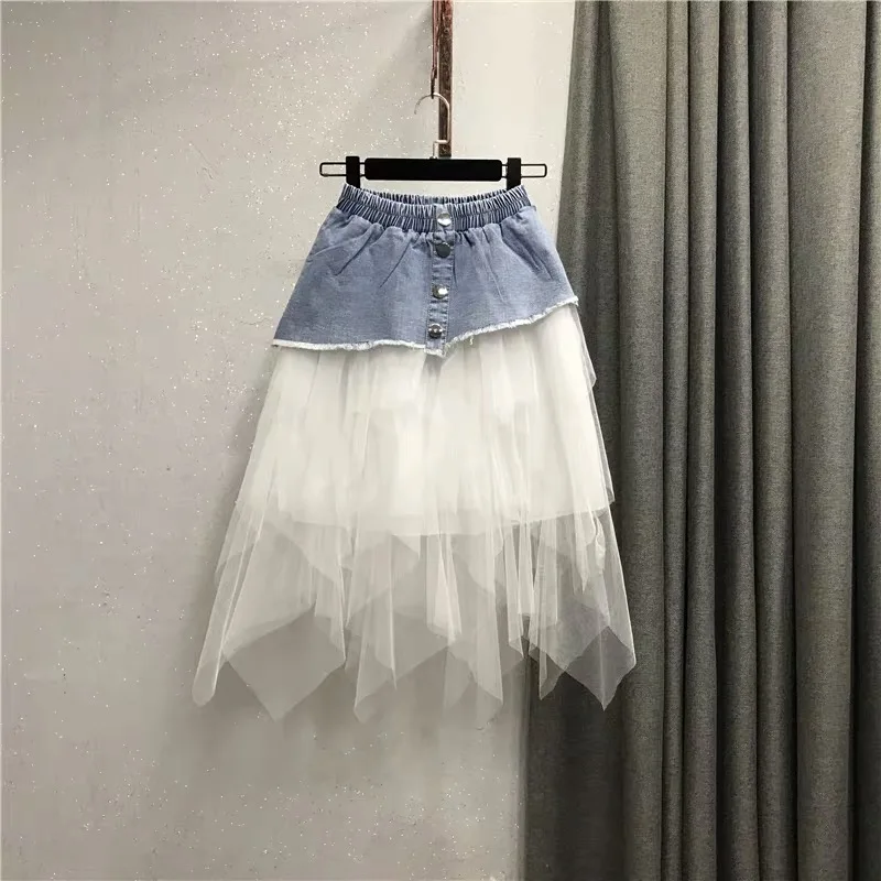 Для девочек Сезон весна-лето Юбка-пачка Платье из денима для детей юбка Детская