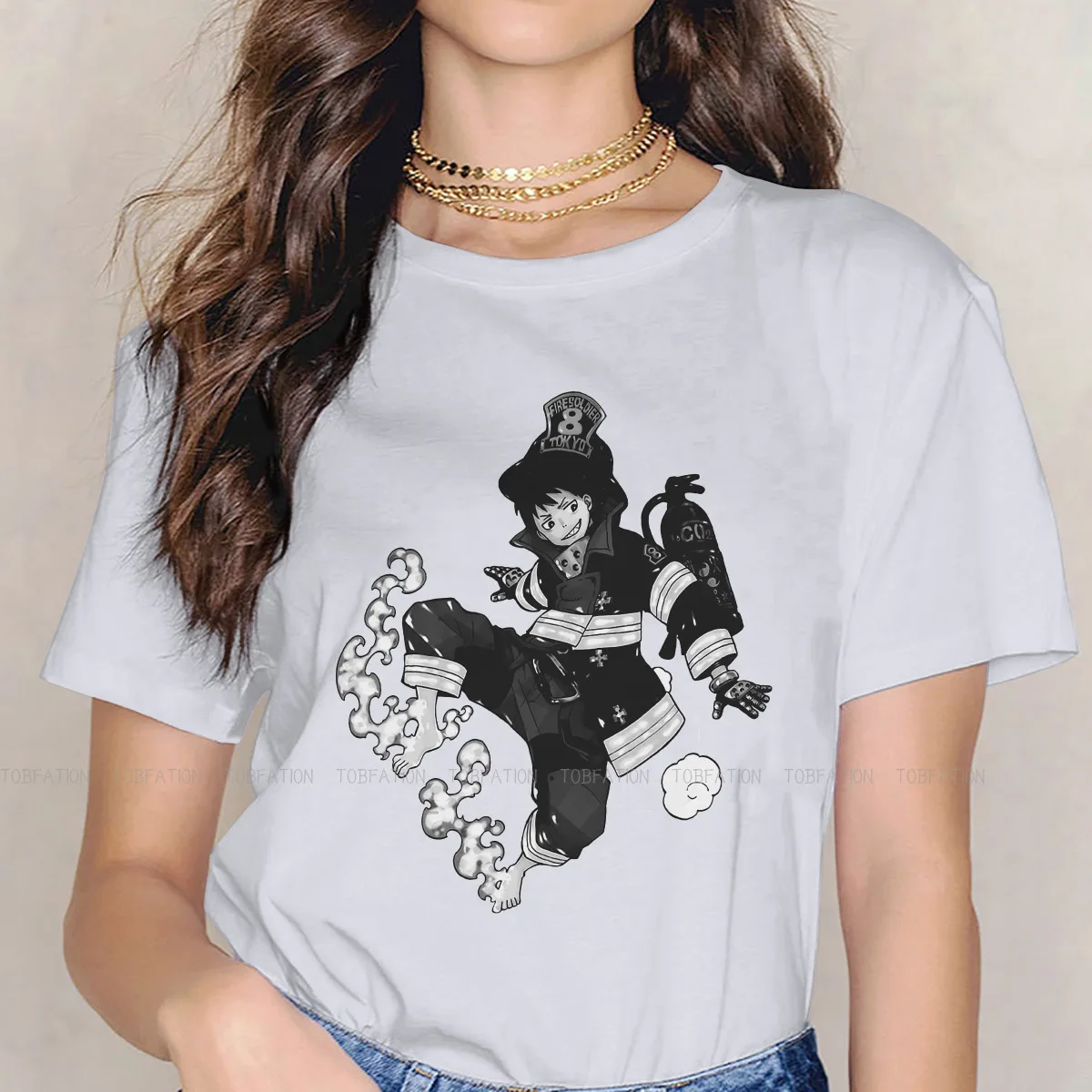 

Fire Force Infernals Akitaru Obi Anime Girls T Shirt Shinra Boy Female Tops Harajuku Kawaii Tees Ladies 5XL Cotton Tshirt