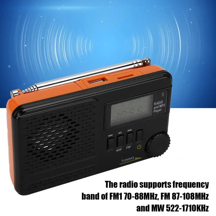 Портативный fm-радиоприемник многофункциональный MP3-плеер с USB/TF входом fm/MW 70-88 МГц