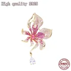 S925 Серебряные иглы, модные ювелирные изделия, высокое качество преувеличенный цвет циркония инкрустация, Очаровательная Женская брошь цветок