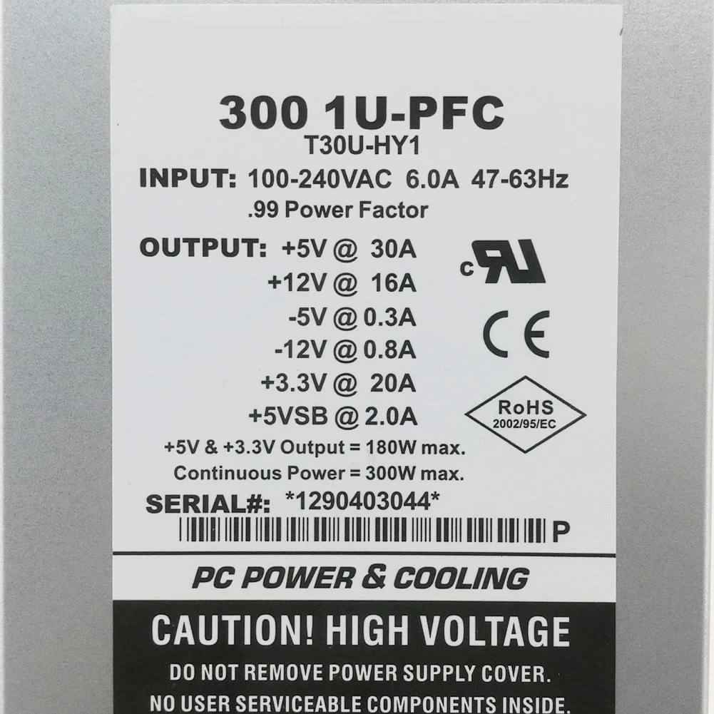 

200*100*40mm 20Pin+4Pin -5V / -12V Power Supply For TURBO-COOL 300 1U-PFC T30U-HY1 For EDGE System Dedicated Power Supply 300W