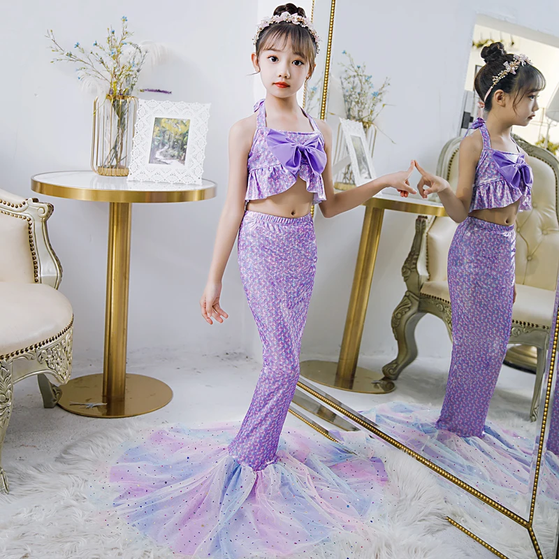 

Mermaid Cosplay Costume Summer New Children's Seaside Vacation Swimming Fishtail Princess Dresses Sets For Girls Party Dresses