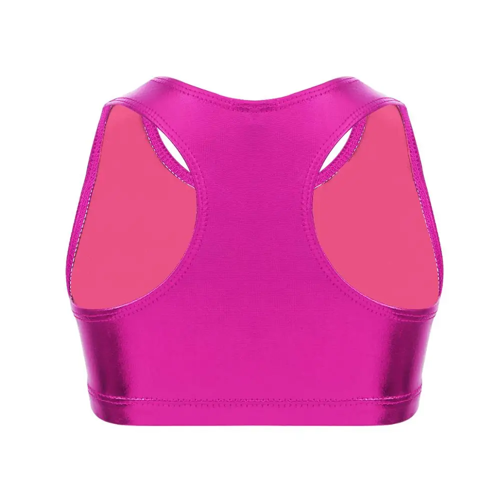 Детский Блестящий металлический Топ без рукавов для девочек балетные