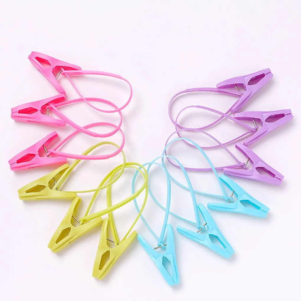 12pcs/set Windproof Clothespins Plastic Laundry Clip Portable Bra Socks Hanger hook quilt clothing clip Hanging Rope Clothes Peg | Дом и сад