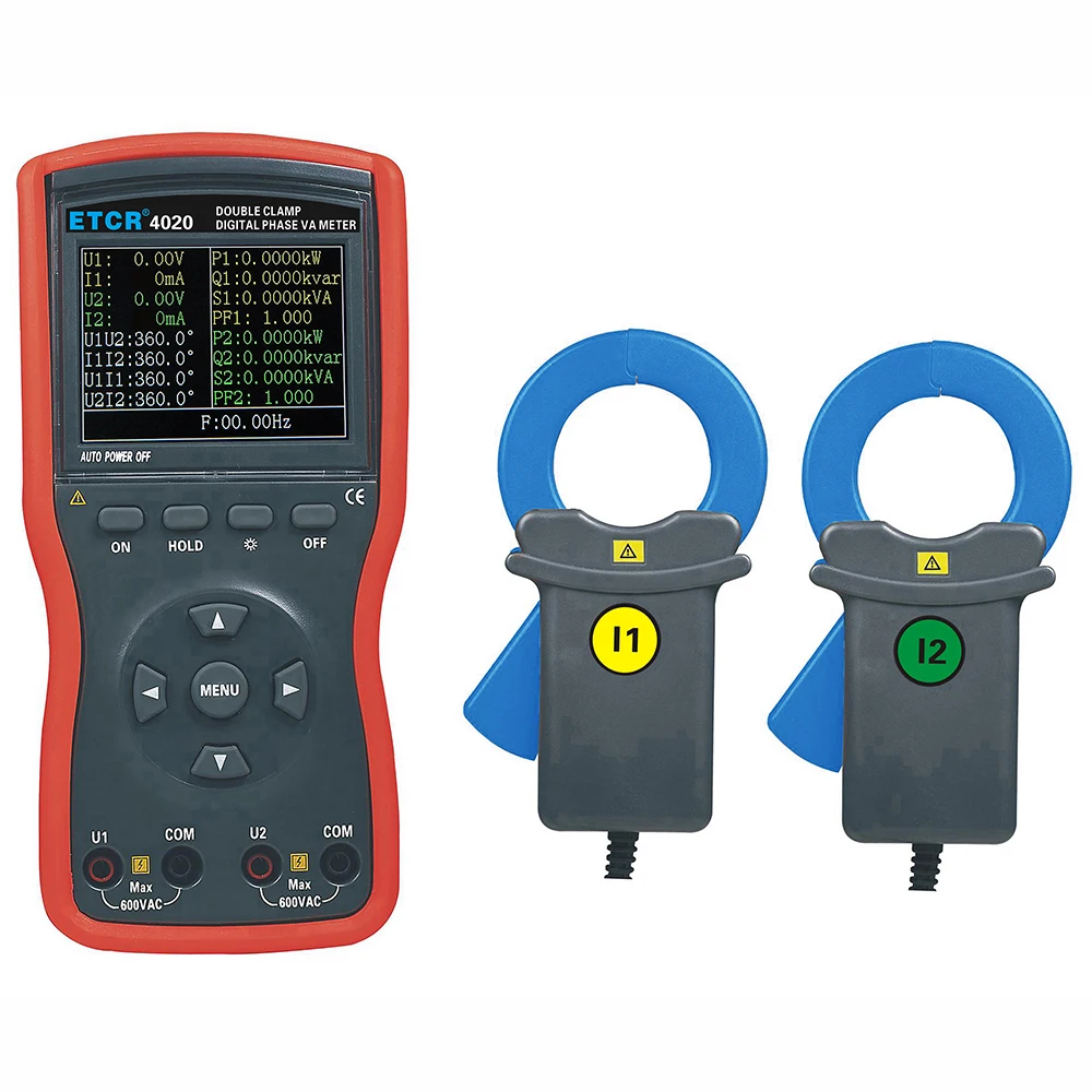 

Large-caliber Double-clamp Digital Phase Voltammeter with Data Storage 1200 Groups Current Range 0.0mA to 10A
