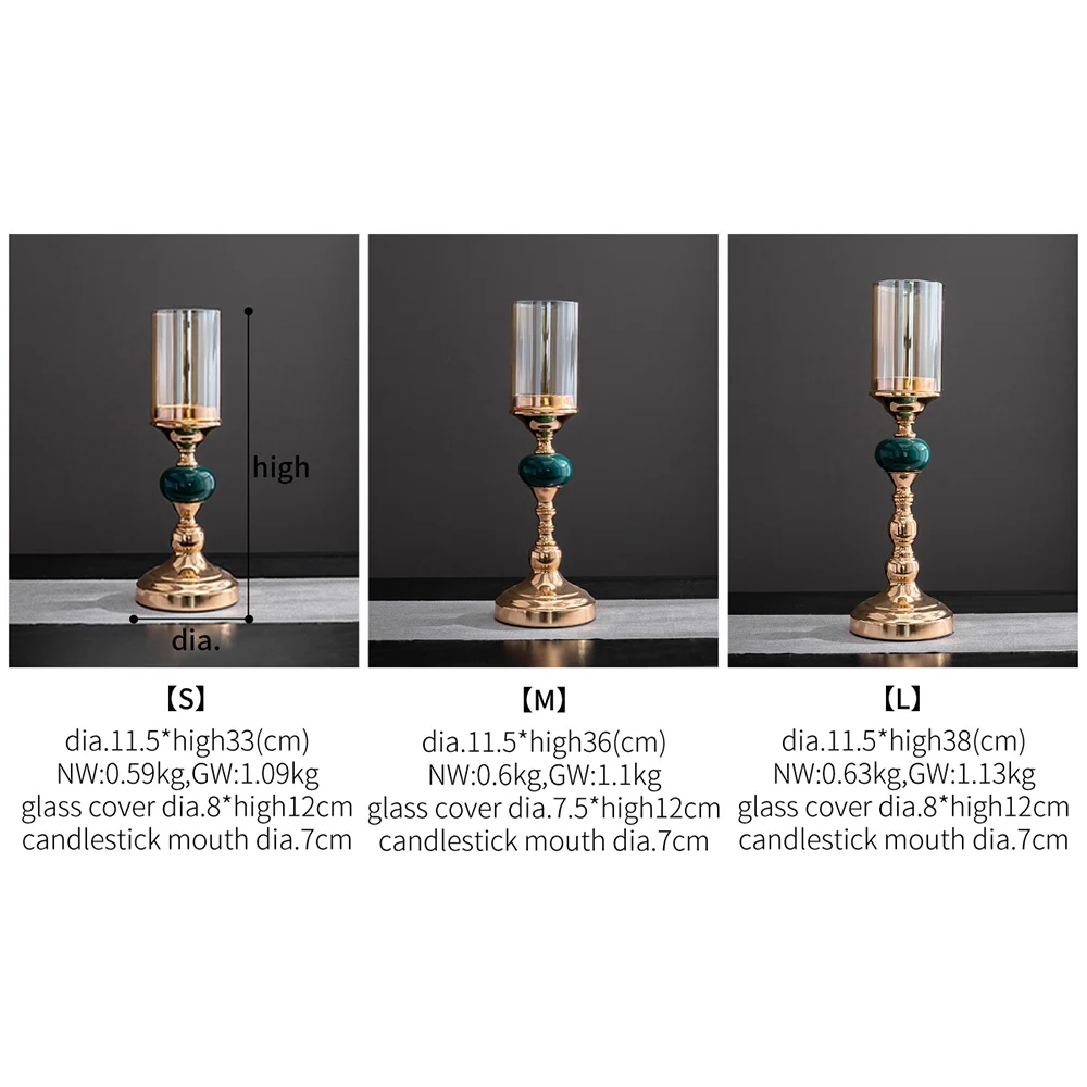 

European Modern Home Decoration Romantic Glass Candlestick Gold Candlestick Metal Crafts Wedding Decoration Table Ornaments