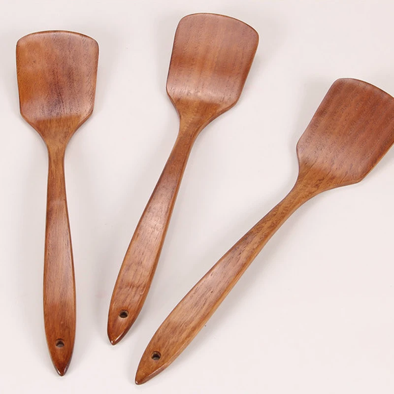 Здоровые инструменты для приготовления пищи ложки из цельного дерева лопатка