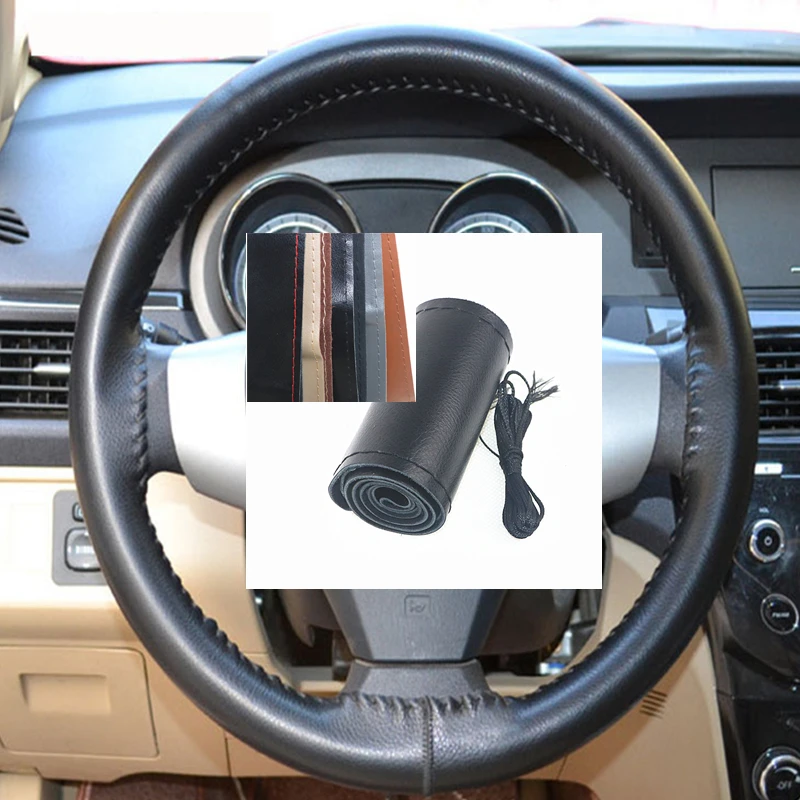 Чехлы для руля DIY аксессуары салона автомобиля Воловья кожа ручная работа чехол