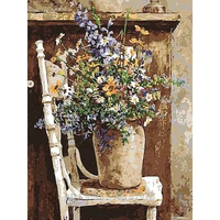 potted plants flowers on a chair home decor diamond embroidery painting 5d diy full needlework cross stitch mosaic christmas