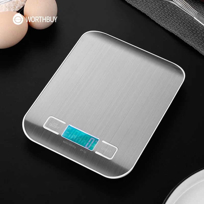 

WORTHBUY Household Kitchen Scale Electronic Food Scales Diet Scales Measuring Tool Slim LCD Digital Electronic Weighing Scale
