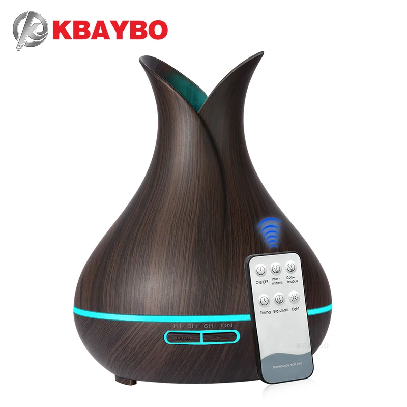 

1pcs KBAYBO 400ml electric Ultrasonic Aroma Air humidifier Essential Oil Diffuser Wood Grain purifier mist maker LED light for