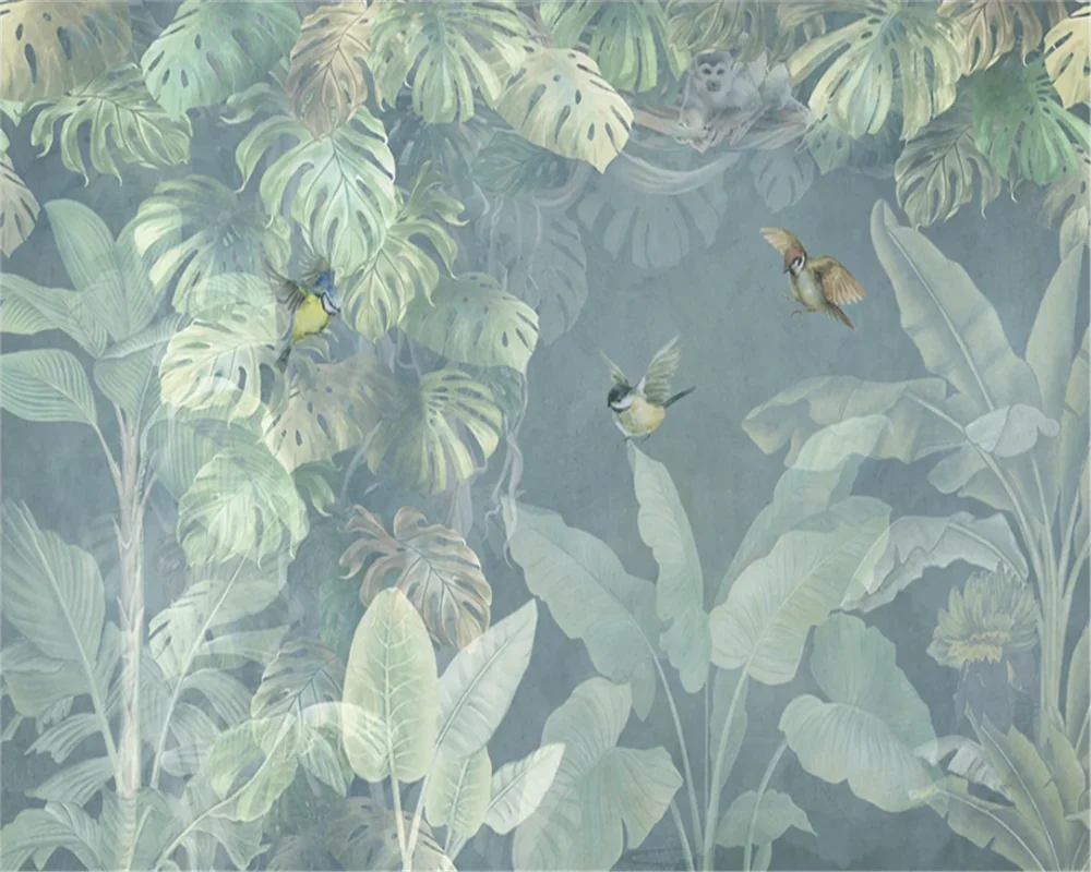 Обои на заказ настенная бумага Скандинавское ретро ручная роспись тропические