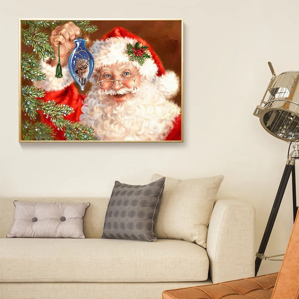 Санта Клаус бриллиантовый рисунок Рождество Круглый полный дрель Портрет 5D